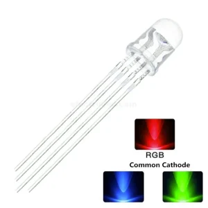Pack of 5 RGB LEDs (Common Cathode) | 5mm Tri-Color LEDs for DIY Electronics, Arduino & Prototyping