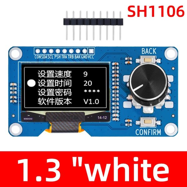 1.3-Inch White OLED Display with EC11 Rotary Encoder Module – I2C ...